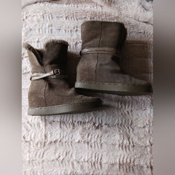 Coach Dark Brown Suede Shearling-Lined Ankle Booties - Size 8 - Picture 4 of 8